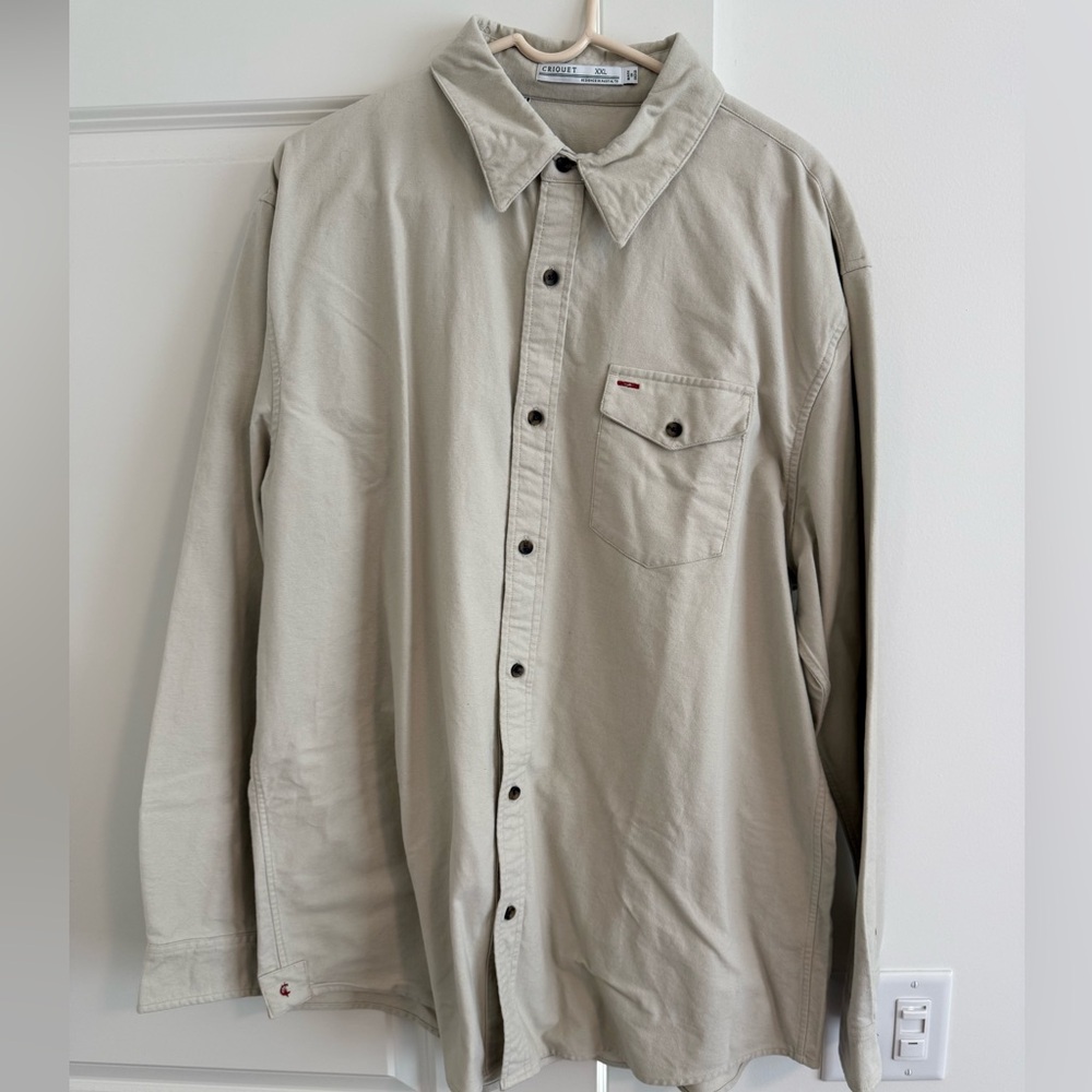Mens Criquet Long Sleeve Button Down Shirt - Sand - XXL
